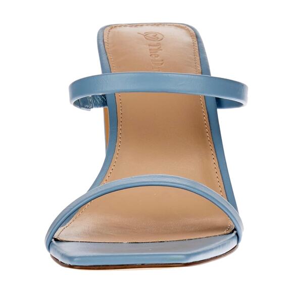 The Drop Women's Avery Dusty Blue Square Toe Two Strap High Heeled Sandal - Picture 3 of 3